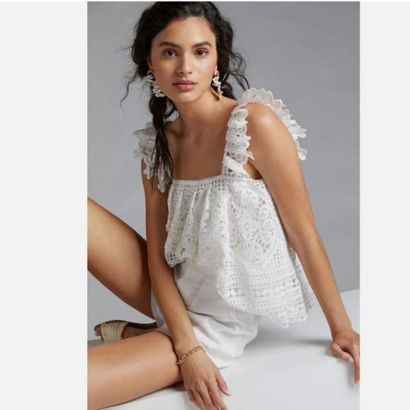 ANTHROPOLOGIE RUFFLED LACE TANK TOP - Picture 7 of 15